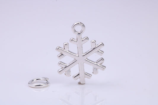 Snow Flake Charm, Traditional Charm, Made from Solid 925 Grade Sterling Silver, Complete with Attachment Link