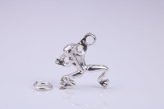 Frog Charm, Traditional Charm, Made from Solid 925 Grade Sterling Silver, Complete with Attachment Link