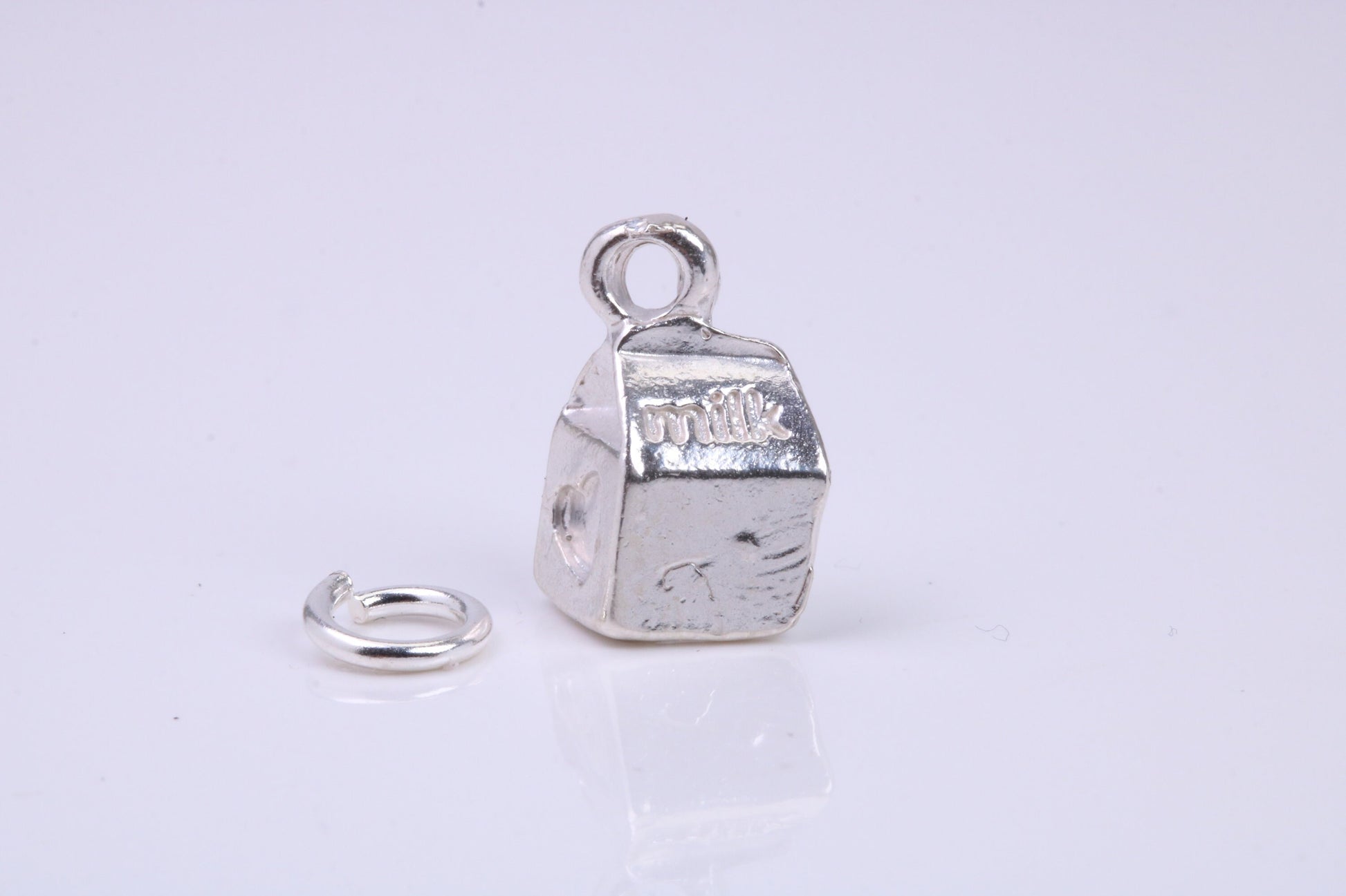 Milk Carton Charm, Traditional Charm, Made from Solid 925 Grade Sterling Silver, Complete with Attachment Link