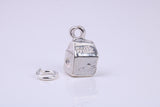 Milk Carton Charm, Traditional Charm, Made from Solid 925 Grade Sterling Silver, Complete with Attachment Link