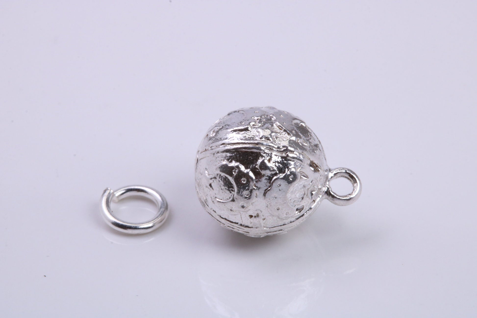 Moon and Star Sphere Charm, Traditional Charm, Made from Solid 925 Grade Sterling Silver, Complete with Attachment Link