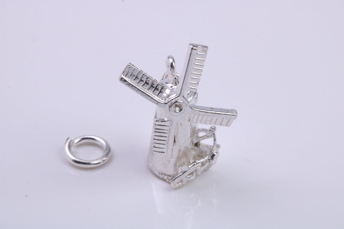 Windmill Charm, Traditional Charm, Made from Solid 925 Grade Sterling Silver, Complete with Attachment Link