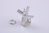Windmill Charm, Traditional Charm, Made from Solid 925 Grade Sterling Silver, Complete with Attachment Link