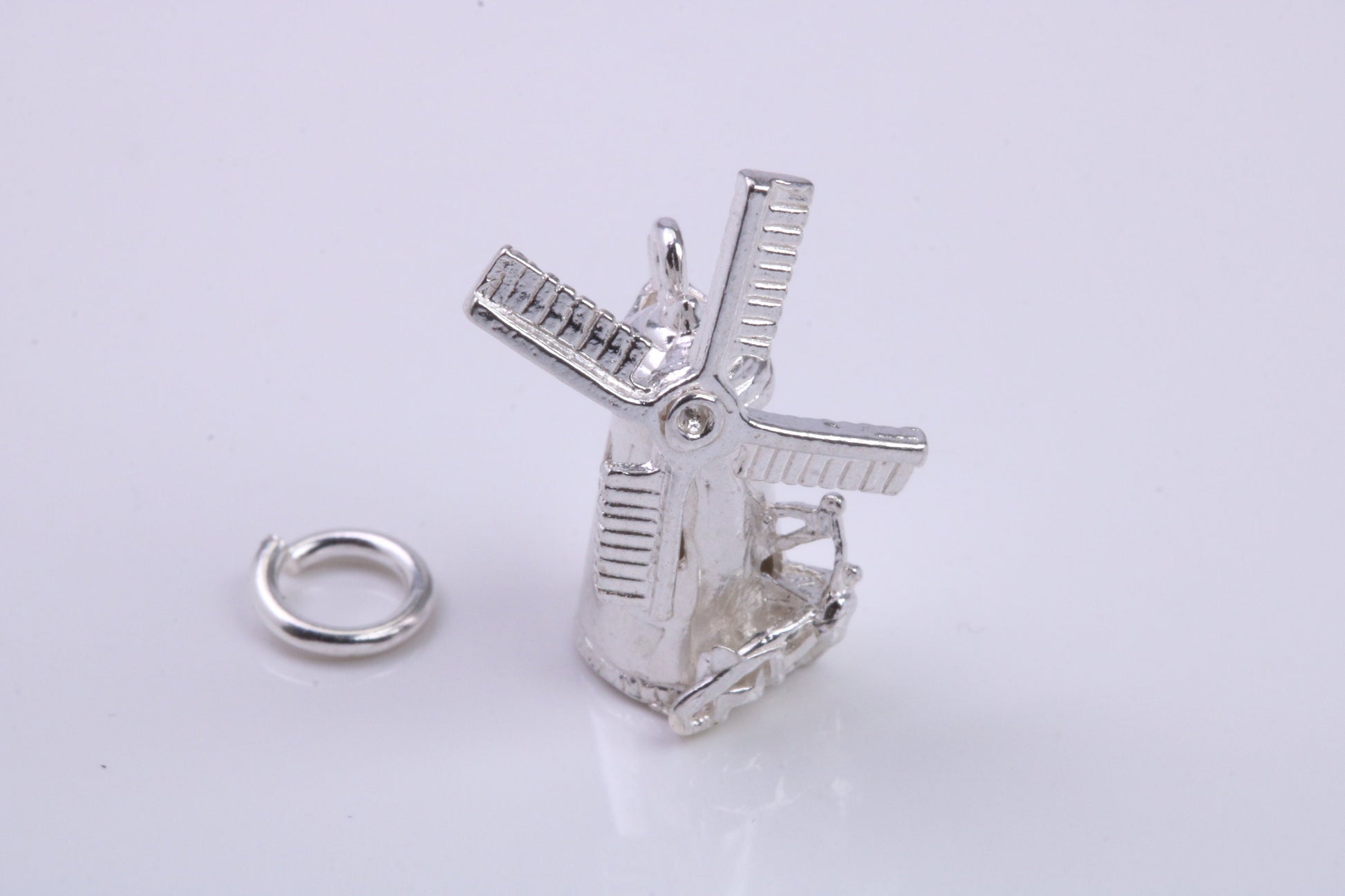 Windmill Charm, Traditional Charm, Made from Solid 925 Grade Sterling Silver, Complete with Attachment Link