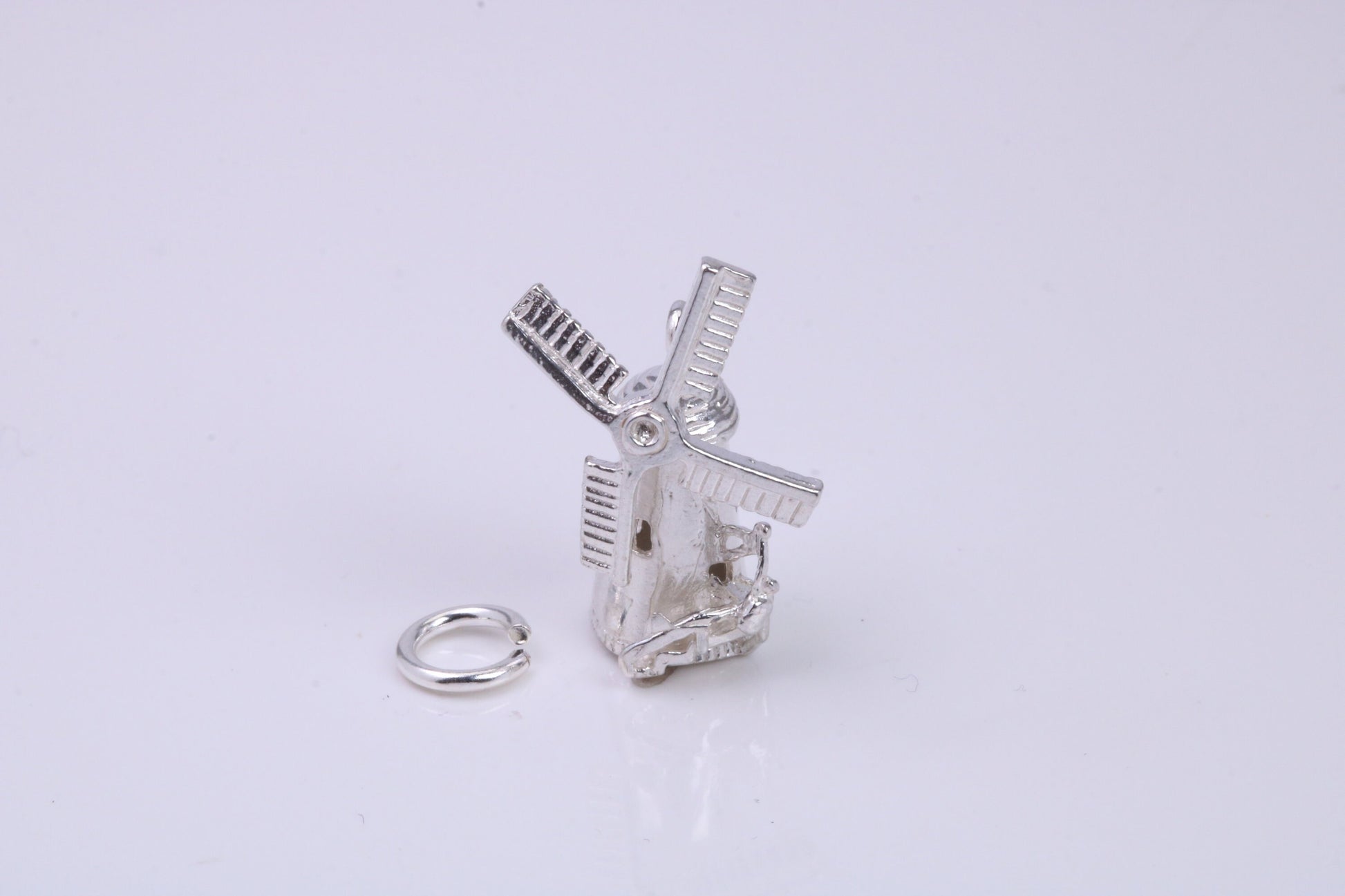 Windmill Charm, Traditional Charm, Made from Solid 925 Grade Sterling Silver, Complete with Attachment Link