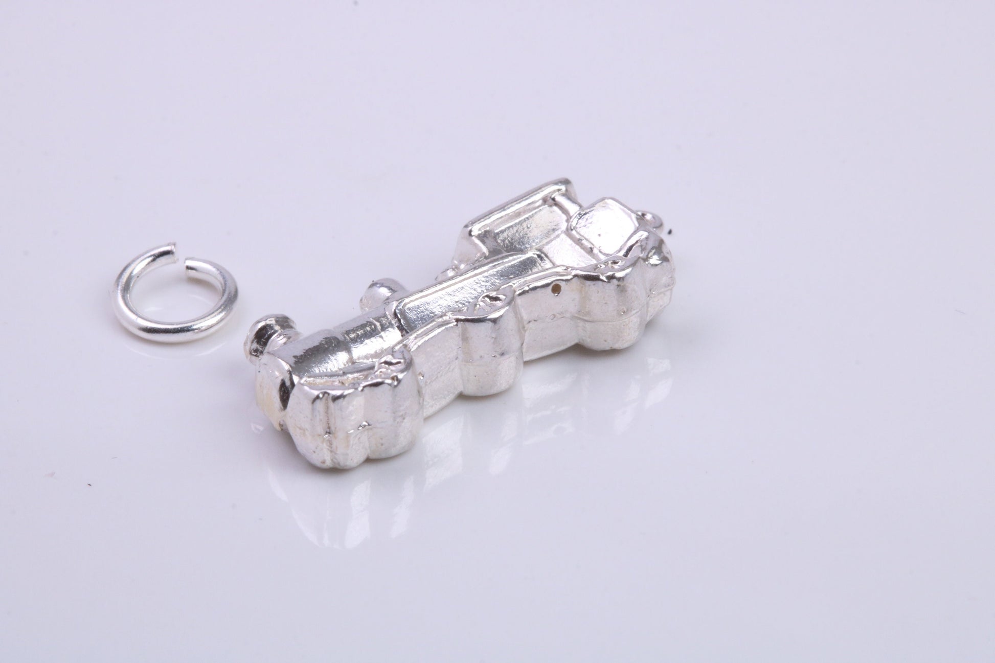 Train Charm, Traditional Charm, Made from Solid 925 Grade Sterling Silver, Complete with Attachment Link