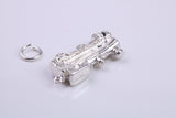 Train Charm, Traditional Charm, Made from Solid 925 Grade Sterling Silver, Complete with Attachment Link