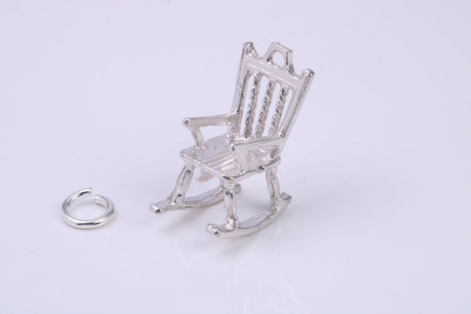 Rocking Chair Charm, Traditional Charm, Made from Solid 925 Grade Sterling Silver, Complete with Attachment Link
