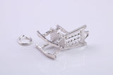 Rocking Chair Charm, Traditional Charm, Made from Solid 925 Grade Sterling Silver, Complete with Attachment Link