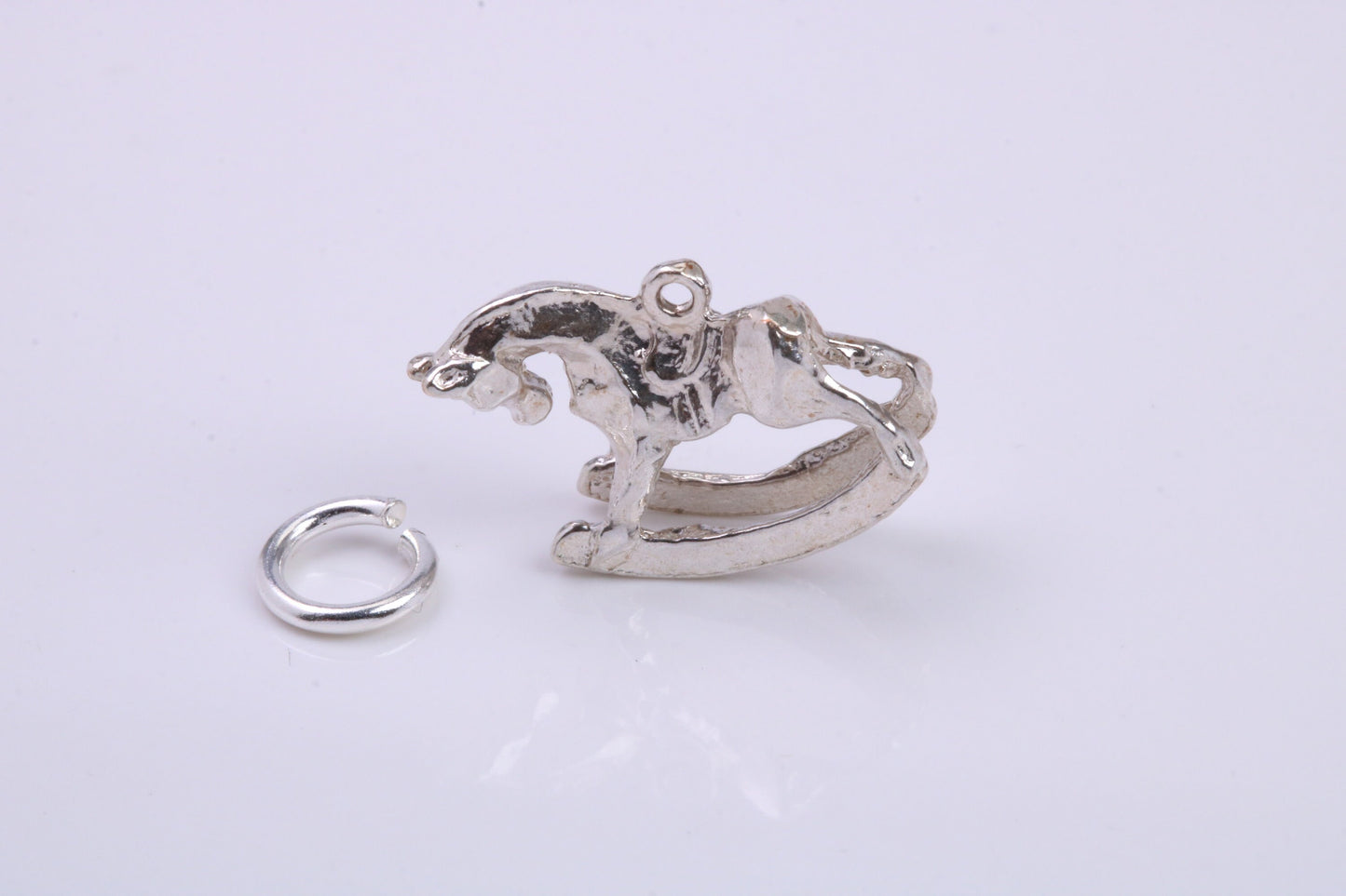 Rocking Horse Charm, Traditional Charm, Made from Solid 925 Grade Sterling Silver, Complete with Attachment Link