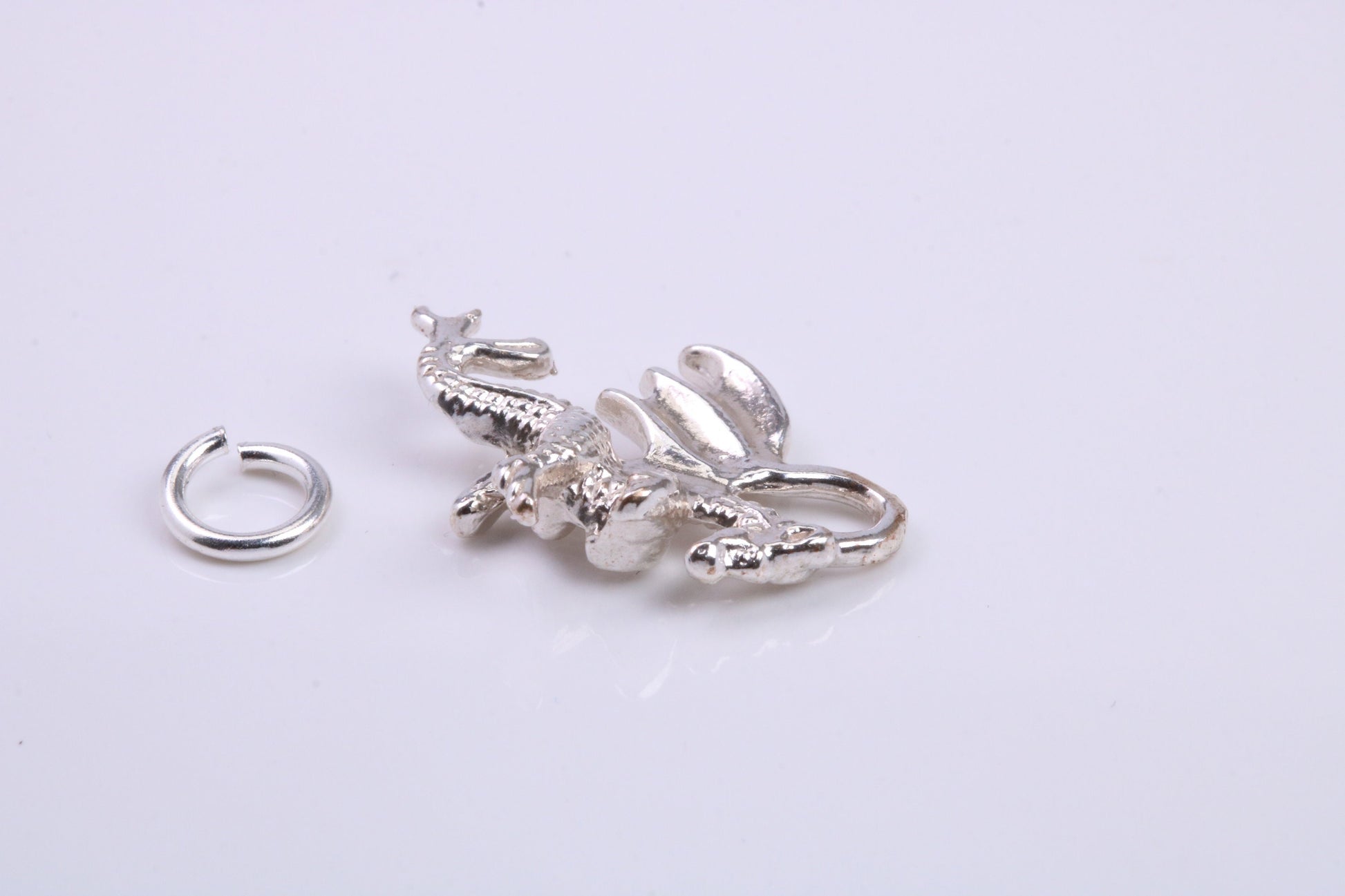 Dragon Charm, Traditional Charm, Made from Solid 925 Grade Sterling Silver, Complete with Attachment Link