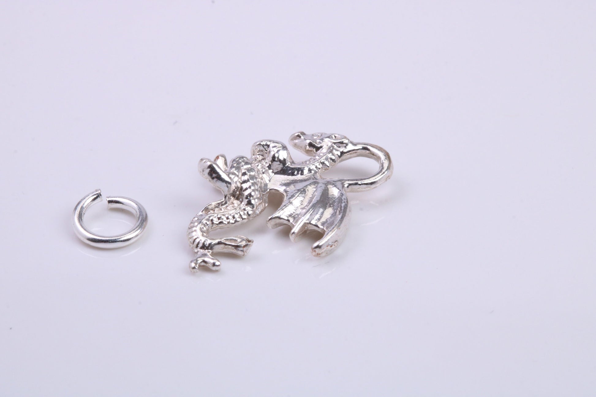 Dragon Charm, Traditional Charm, Made from Solid 925 Grade Sterling Silver, Complete with Attachment Link
