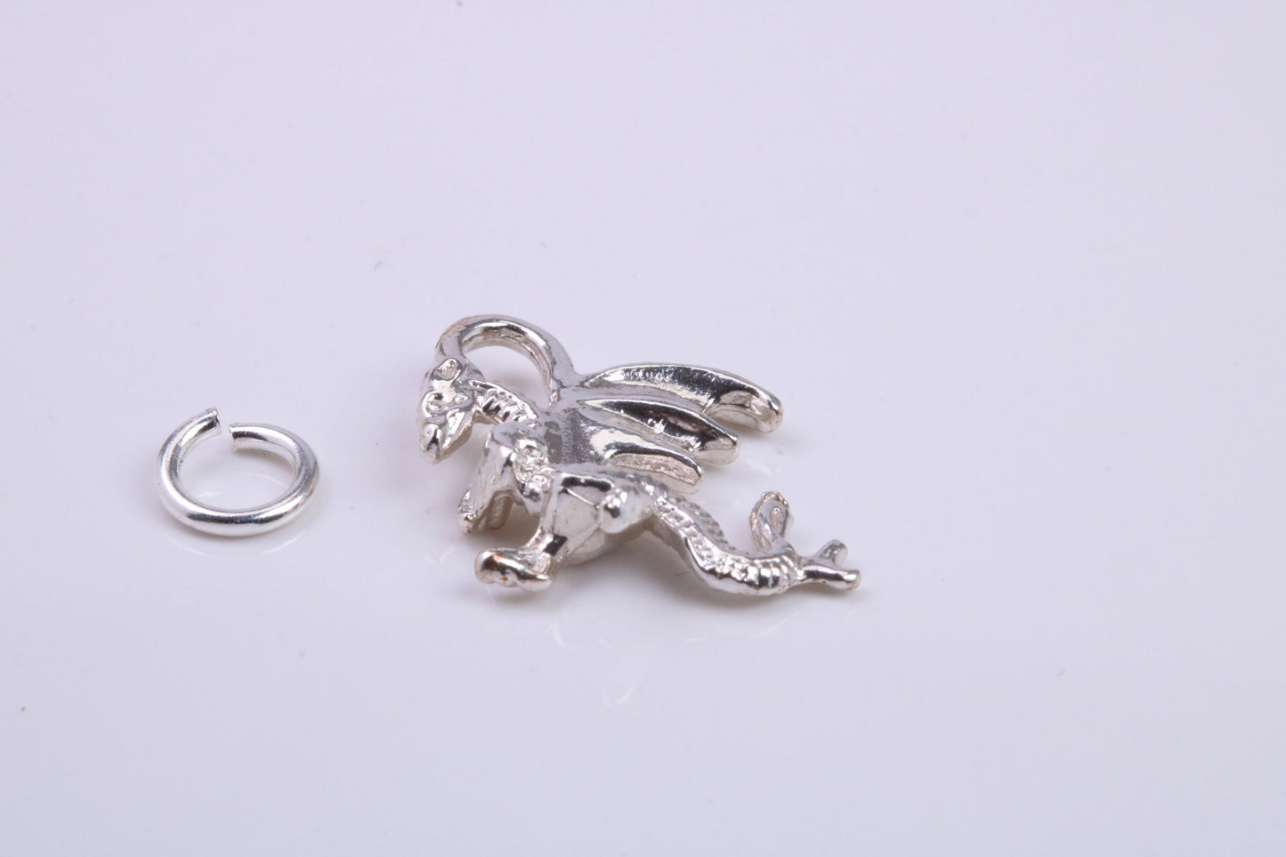 Dragon Charm, Traditional Charm, Made from Solid 925 Grade Sterling Silver, Complete with Attachment Link