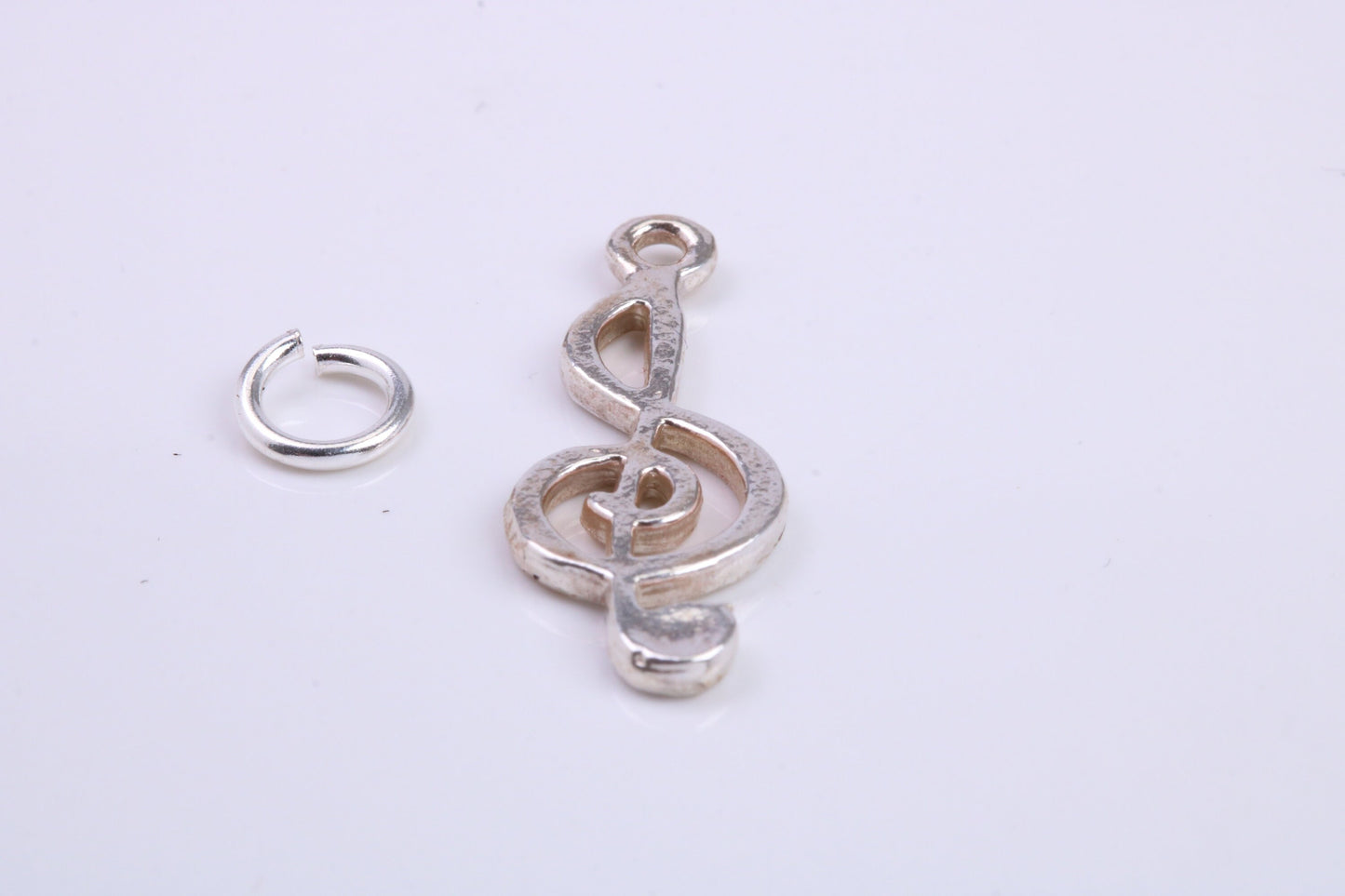 Musical Treble Clef Note Charm, Traditional Charm, Made from Solid 925 Grade Sterling Silver, Complete with Attachment Link