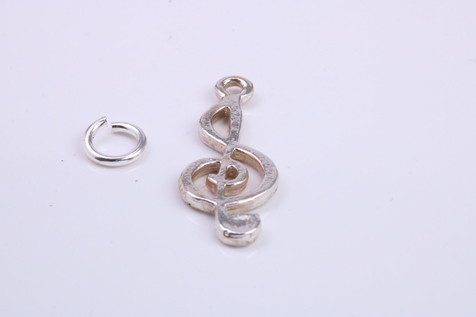 Musical Treble Clef Note Charm, Traditional Charm, Made from Solid 925 Grade Sterling Silver, Complete with Attachment Link