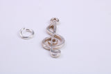 Musical Treble Clef Note Charm, Traditional Charm, Made from Solid 925 Grade Sterling Silver, Complete with Attachment Link