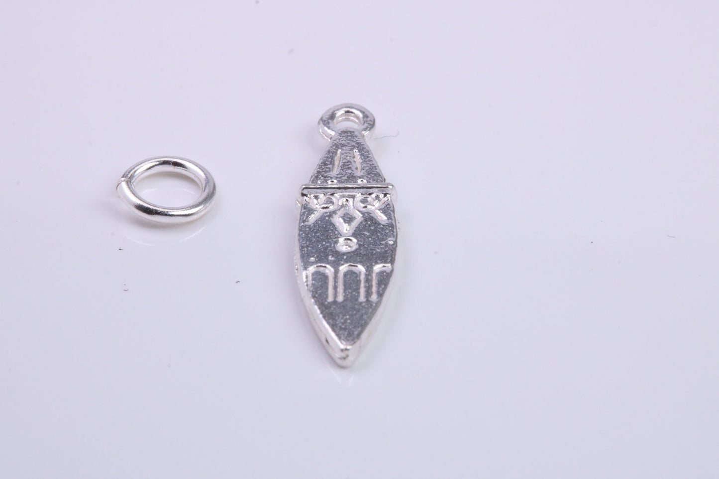Surf Board Charm, Traditional Charm, Made from Solid 925 Grade Sterling Silver, Complete with Attachment Link