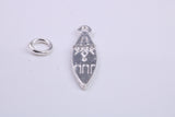 Surf Board Charm, Traditional Charm, Made from Solid 925 Grade Sterling Silver, Complete with Attachment Link
