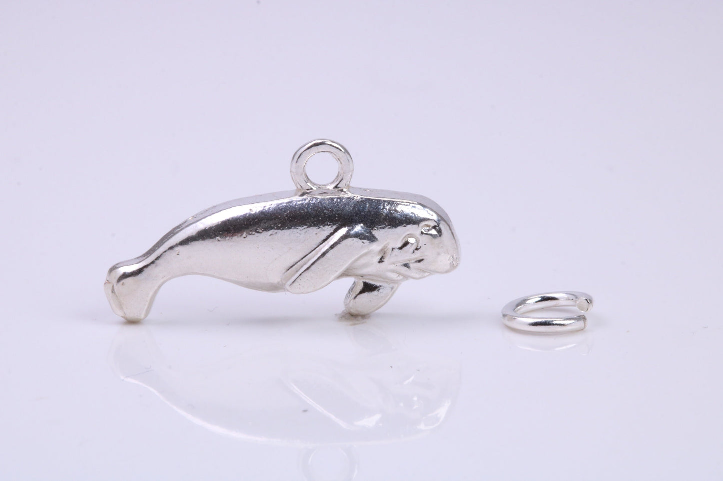 Manatee Charm, Traditional Charm, Made from Solid 925 Grade Sterling Silver, Complete with Attachment Link