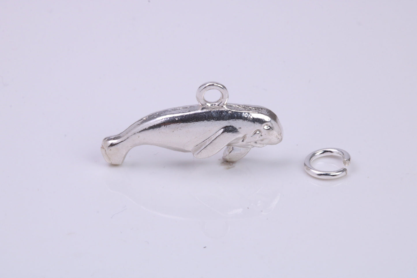 Manatee Charm, Traditional Charm, Made from Solid 925 Grade Sterling Silver, Complete with Attachment Link
