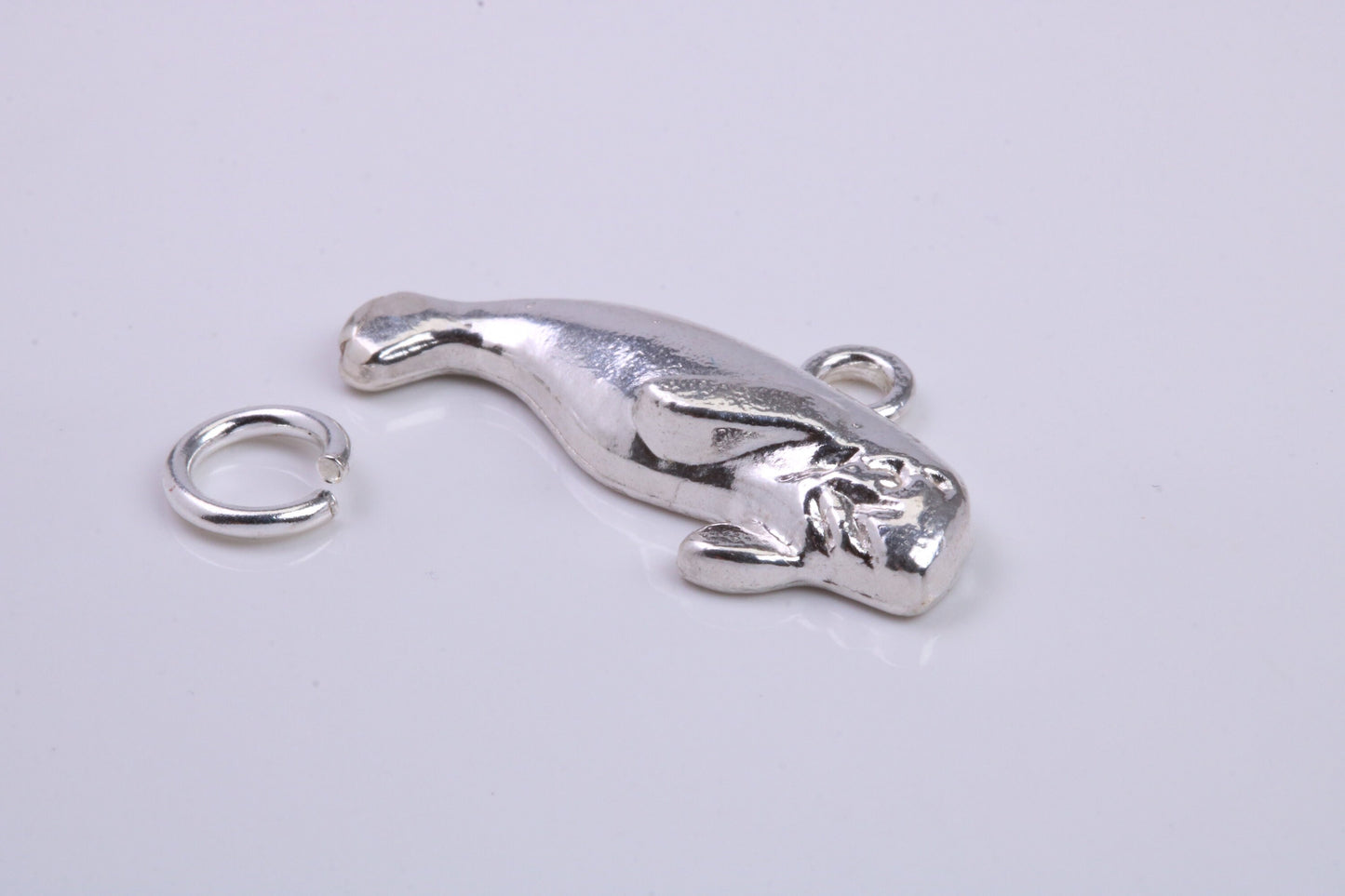 Manatee Charm, Traditional Charm, Made from Solid 925 Grade Sterling Silver, Complete with Attachment Link