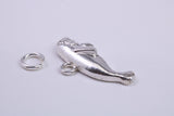 Manatee Charm, Made from Solid Cast Silver, Complete with Attachment Link