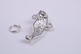 Manatee Charm, Made from Solid Cast Silver, Complete with Attachment Link