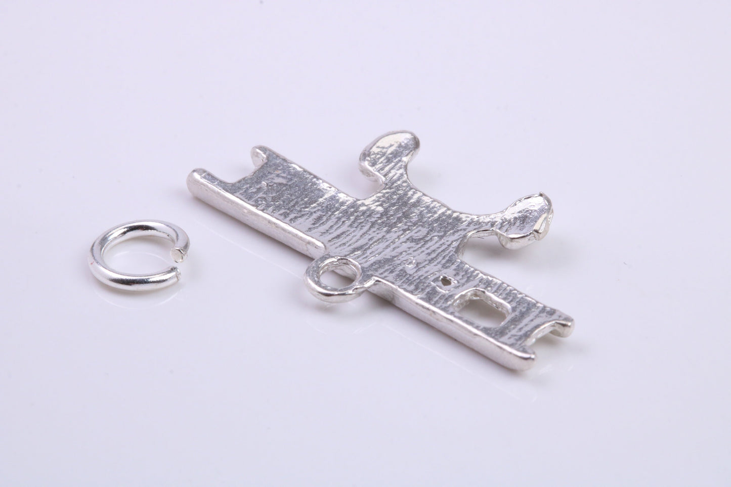 Airplane Charm, Traditional Charm, Made from Solid 925 Grade Sterling Silver, Complete with Attachment Link