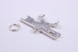 Airplane Charm, Traditional Charm, Made from Solid 925 Grade Sterling Silver, Complete with Attachment Link