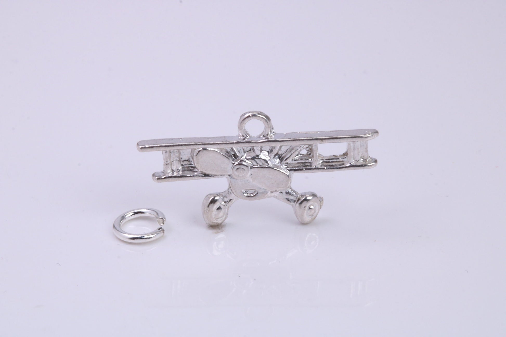 Airplane Charm, Traditional Charm, Made from Solid 925 Grade Sterling Silver, Complete with Attachment Link