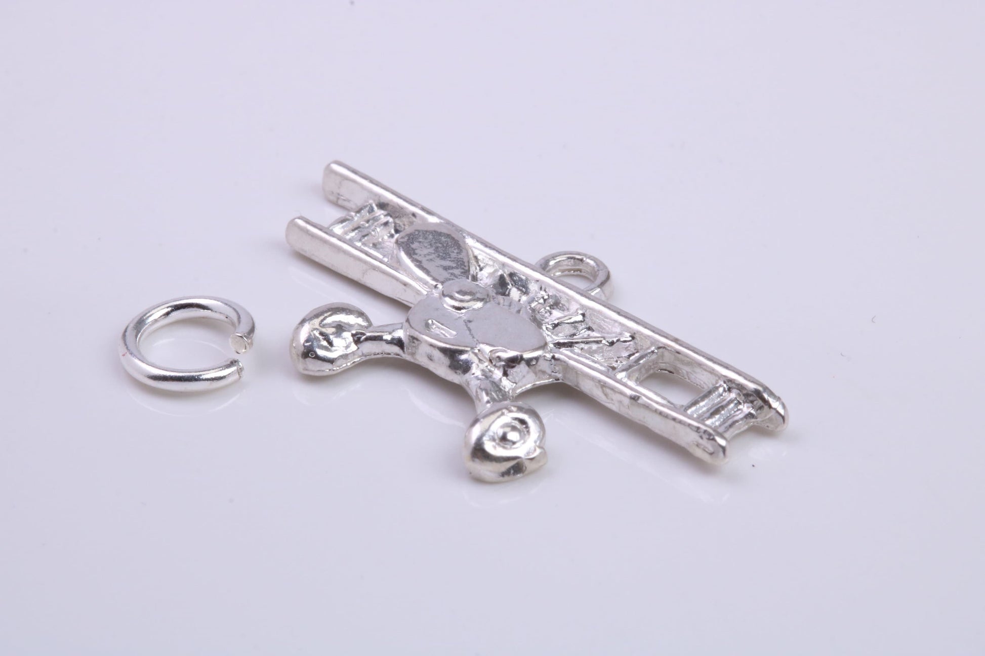 Airplane Charm, Traditional Charm, Made from Solid 925 Grade Sterling Silver, Complete with Attachment Link