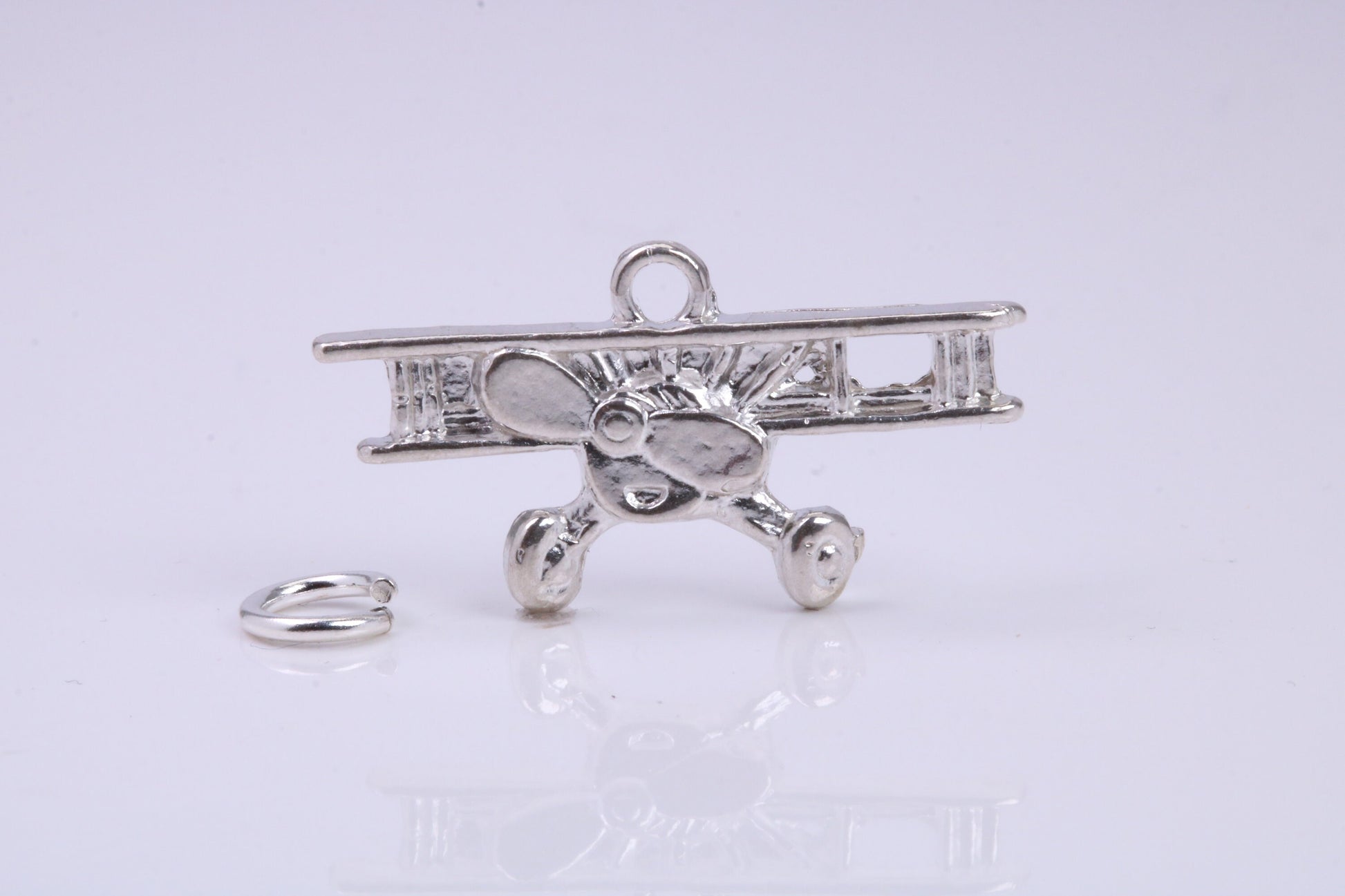 Airplane Charm, Traditional Charm, Made from Solid 925 Grade Sterling Silver, Complete with Attachment Link