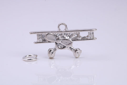 Airplane Charm, Traditional Charm, Made from Solid 925 Grade Sterling Silver, Complete with Attachment Link