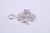 Just Married Charm, Traditional Charm, Made from Solid 925 Grade Sterling Silver, Complete with Attachment Link