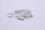 Just Married Charm, Traditional Charm, Made from Solid 925 Grade Sterling Silver, Complete with Attachment Link