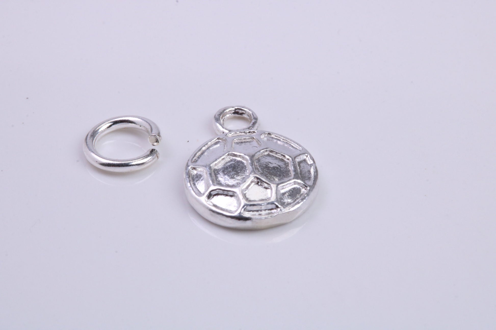 Foot Ball Charm, Traditional Charm, Made from Solid 925 Grade Sterling Silver, Complete with Attachment Link