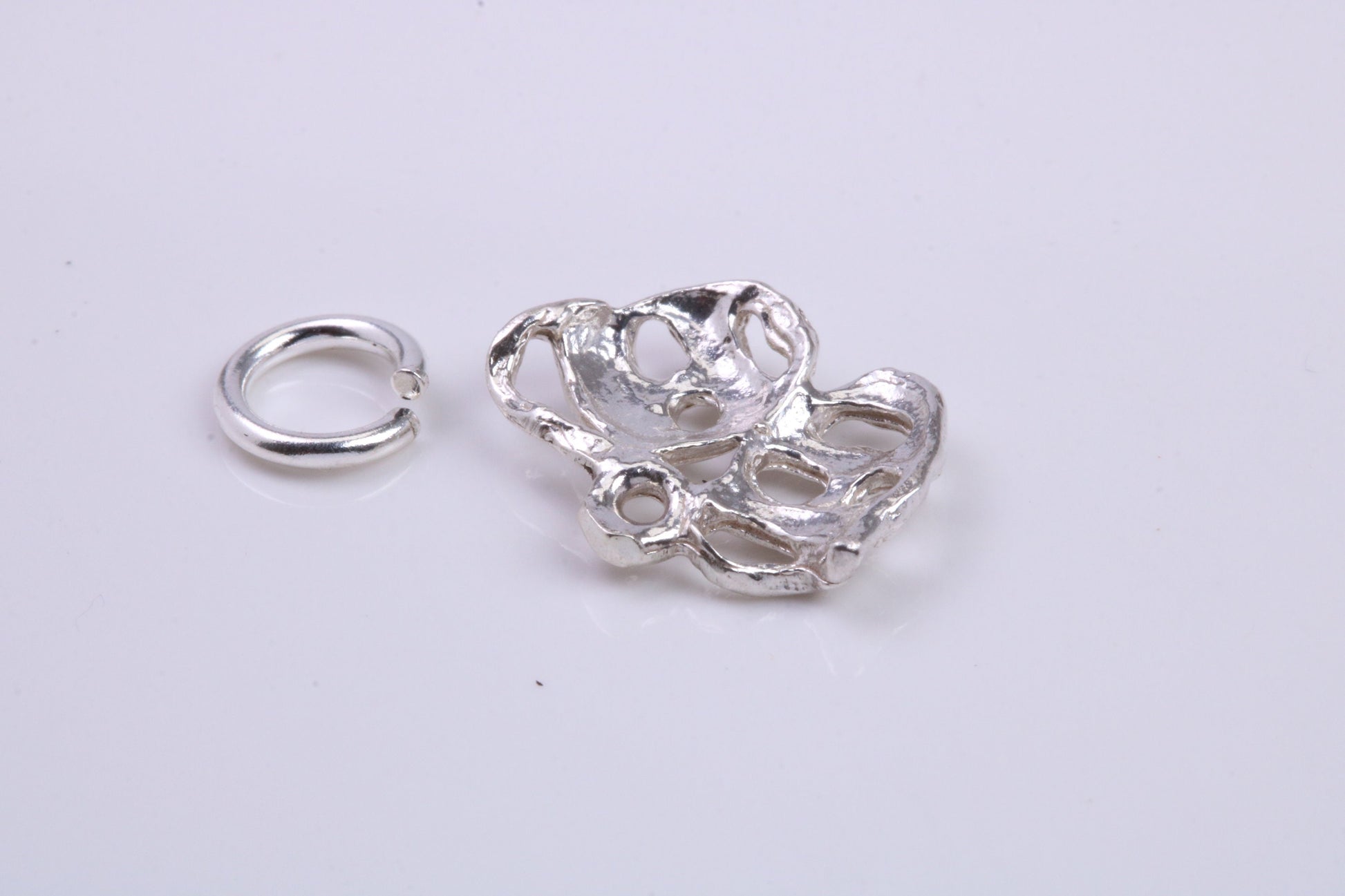 Pantomime Mask Charm, Traditional Charm, Made from Solid 925 Grade Sterling Silver, Complete with Attachment Link