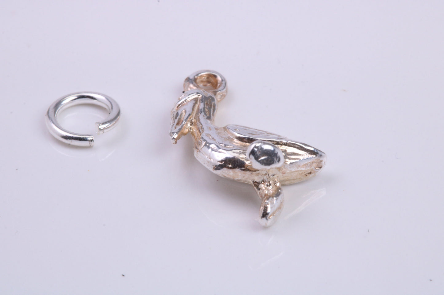Pelican Charm, Traditional Charm, Made from Solid 925 Grade Sterling Silver, Complete with Attachment Link