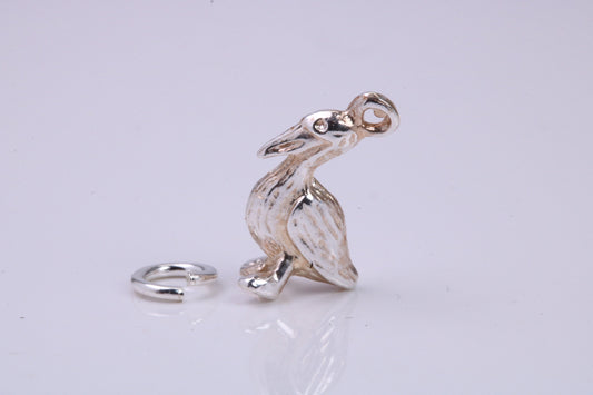 Pelican Charm, Traditional Charm, Made from Solid 925 Grade Sterling Silver, Complete with Attachment Link