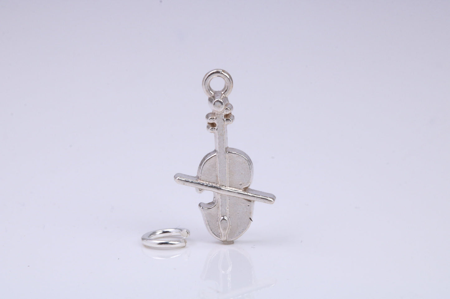 Violin Charm, Traditional Charm, Made from Solid 925 Grade Sterling Silver, Complete with Attachment Link