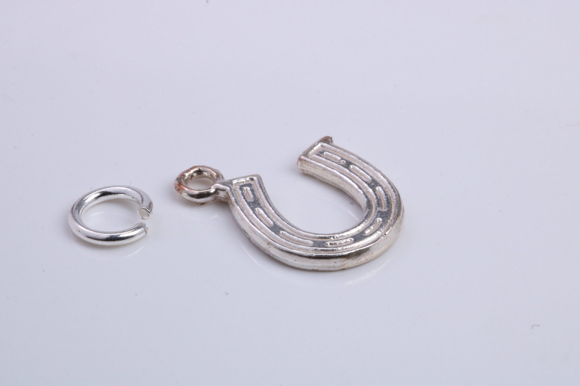Horse Shoe Charm, Traditional Charm, Made from Solid 925 Grade Sterling Silver, Complete with Attachment Link