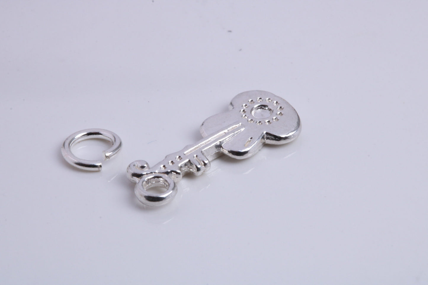 Guitar Charm, Traditional Charm, Made from Solid 925 Grade Sterling Silver, Complete with Attachment Link