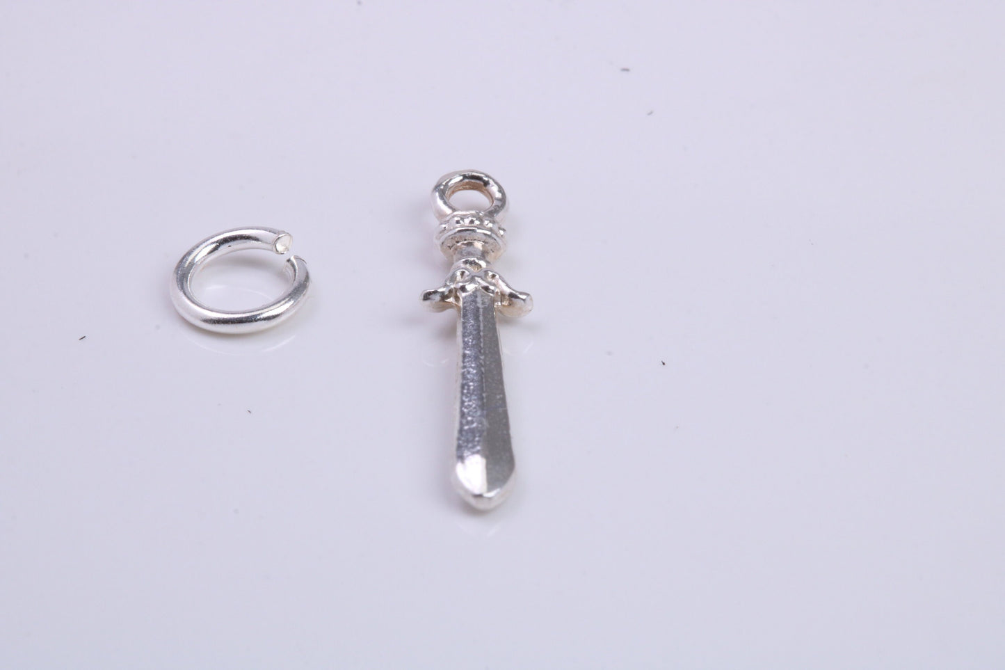 Sword Charm, Traditional Charm, Made from Solid 925 Grade Sterling Silver, Complete with Attachment Link