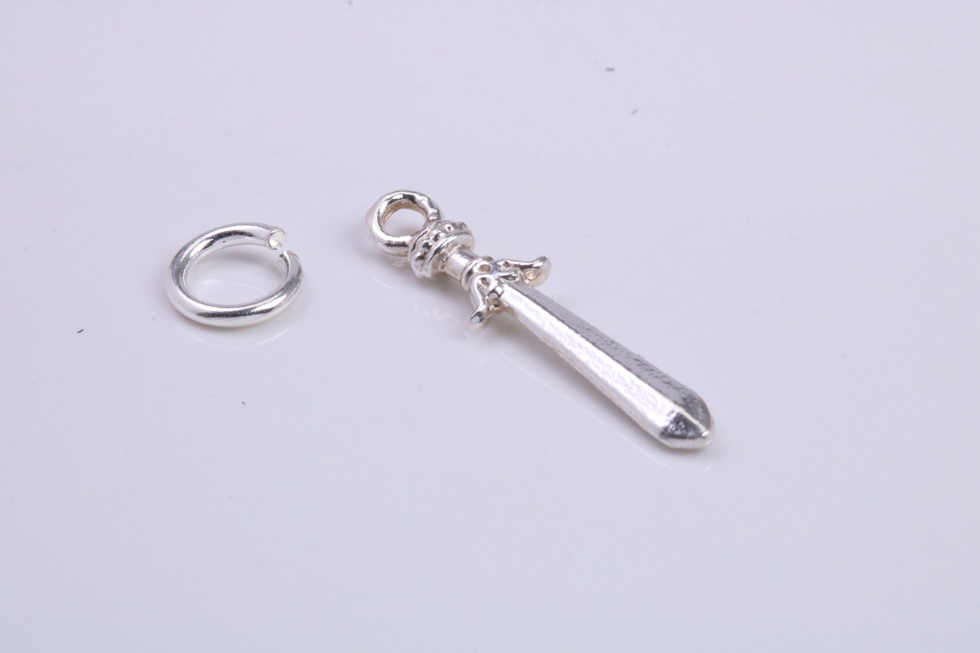 Sword Charm, Traditional Charm, Made from Solid 925 Grade Sterling Silver, Complete with Attachment Link