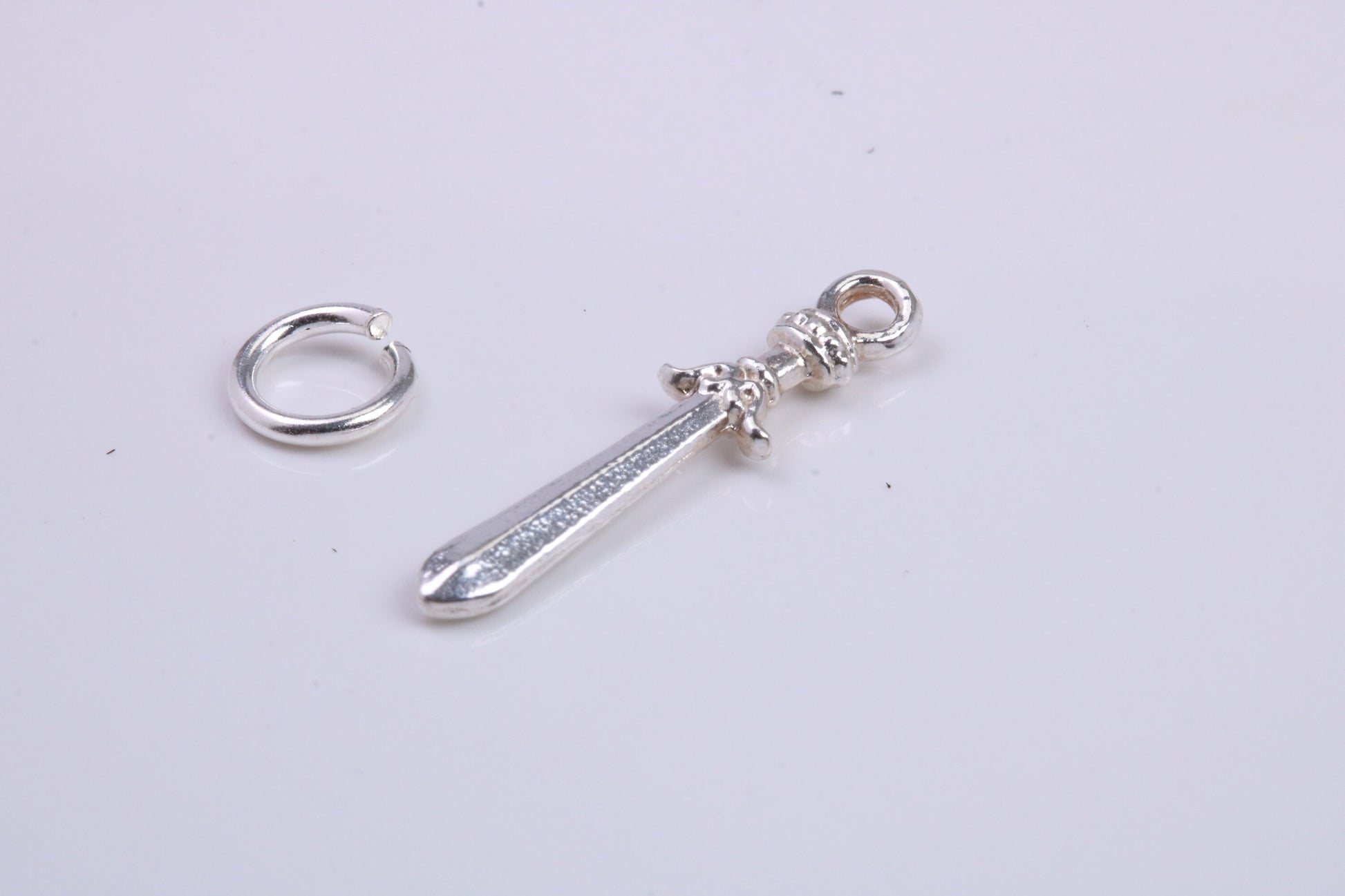 Sword Charm, Traditional Charm, Made from Solid 925 Grade Sterling Silver, Complete with Attachment Link