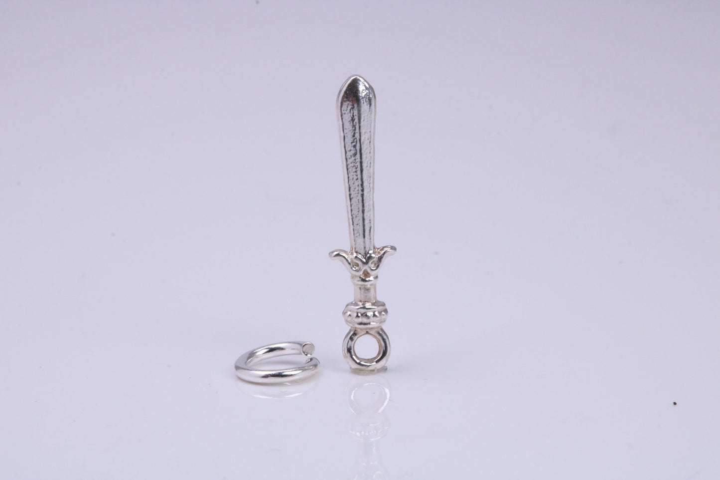 Sword Charm, Traditional Charm, Made from Solid 925 Grade Sterling Silver, Complete with Attachment Link