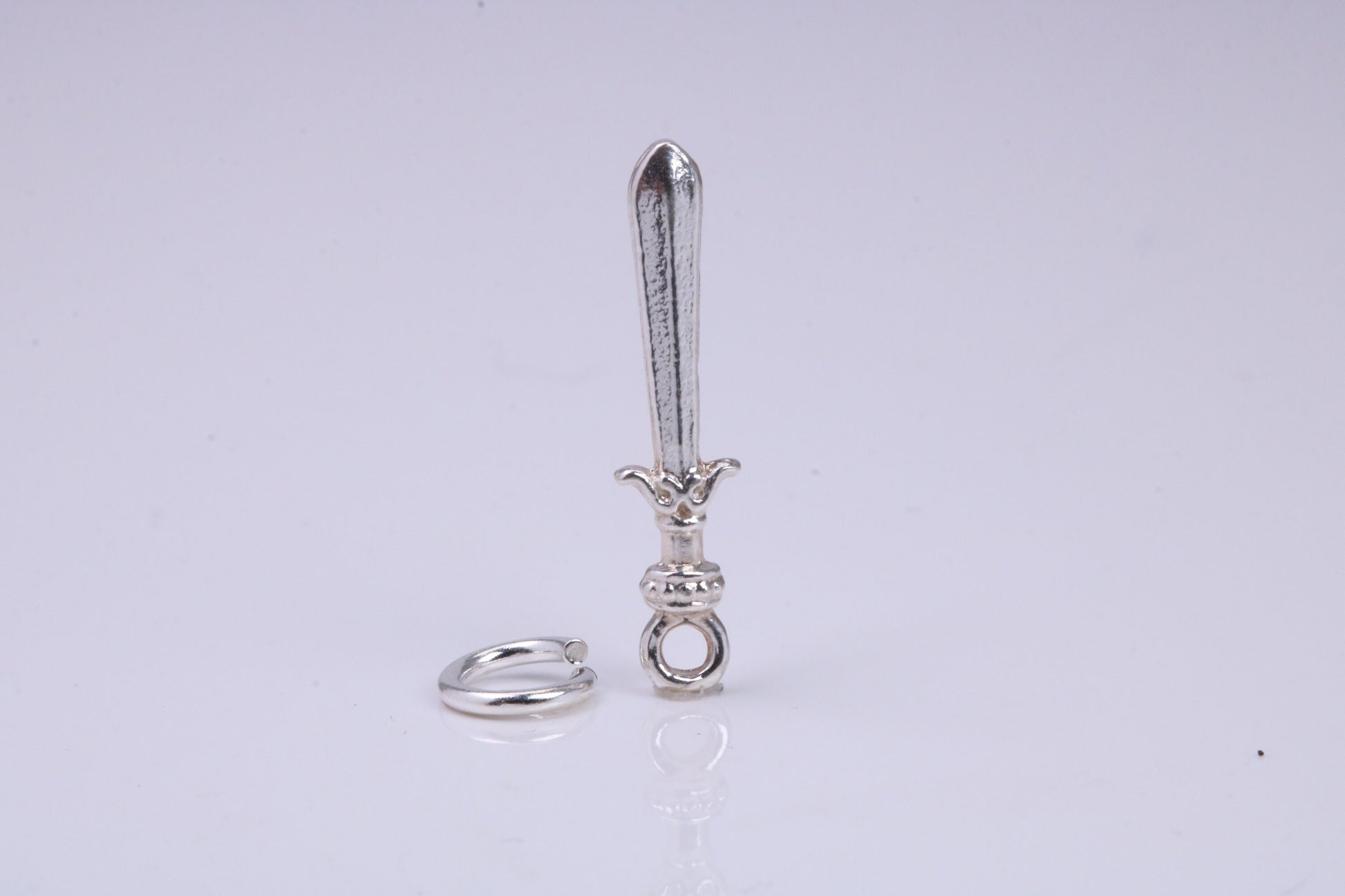 Sword Charm, Traditional Charm, Made from Solid 925 Grade Sterling Silver, Complete with Attachment Link