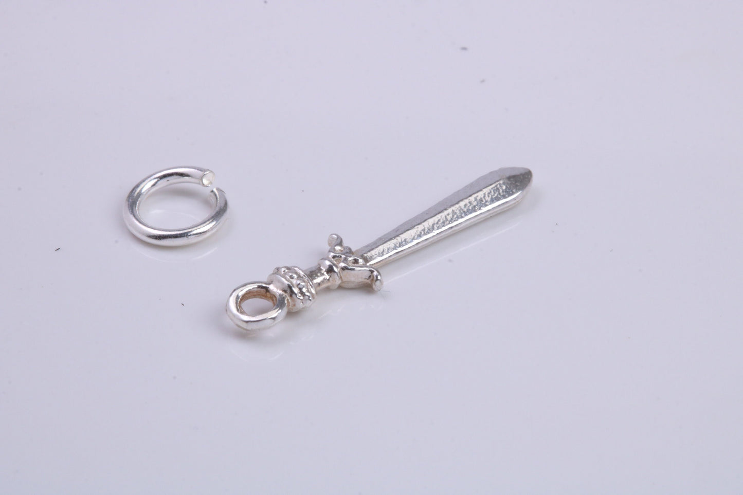 Sword Charm, Traditional Charm, Made from Solid 925 Grade Sterling Silver, Complete with Attachment Link