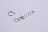 Sword Charm, Traditional Charm, Made from Solid 925 Grade Sterling Silver, Complete with Attachment Link