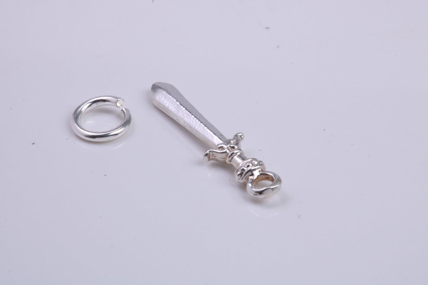 Sword Charm, Traditional Charm, Made from Solid 925 Grade Sterling Silver, Complete with Attachment Link